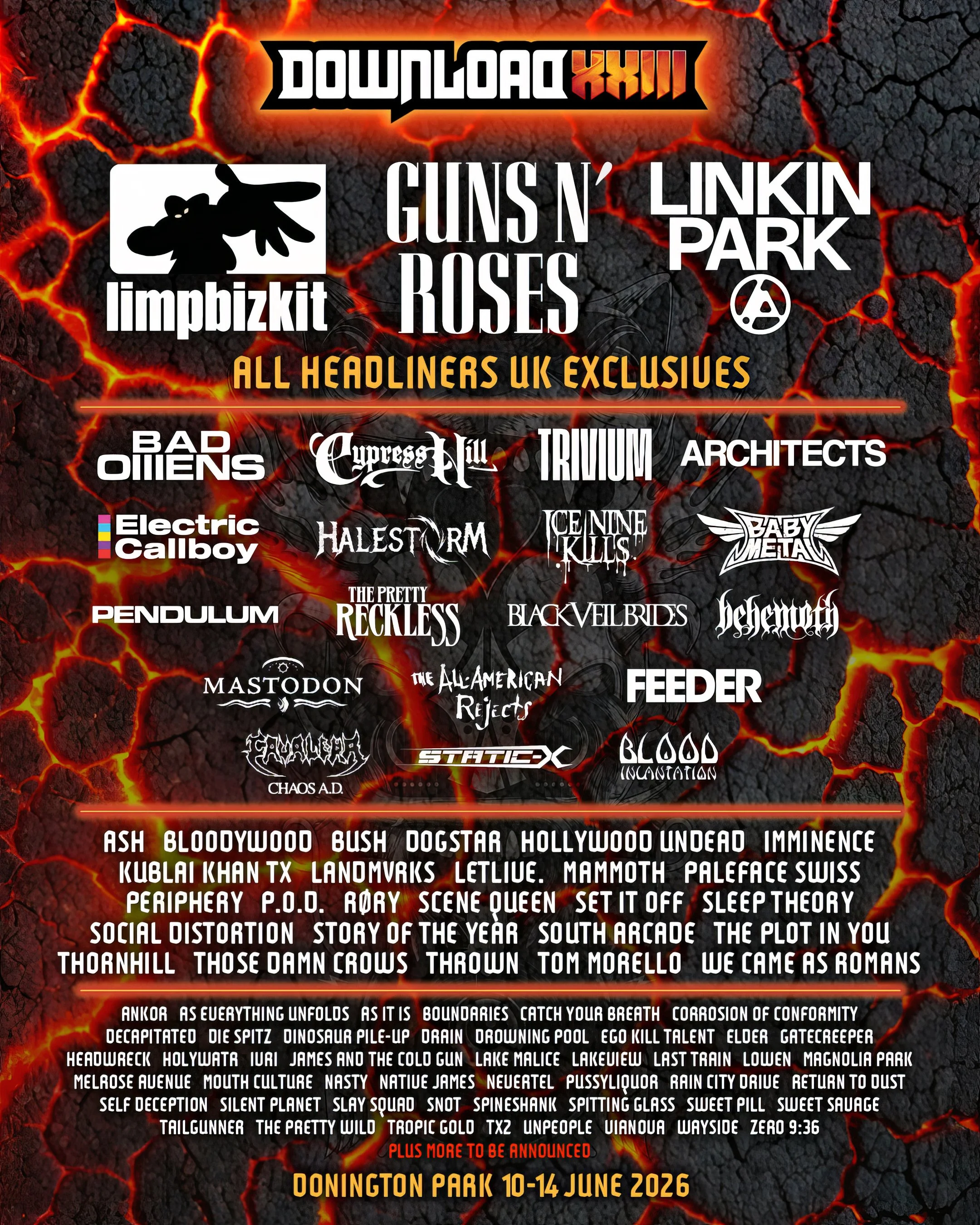Headliners for Download XXIII announced - Limp Bizkit / Guns n
